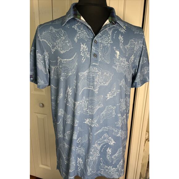 William‎ Murray “Murray Bay” Men’s Plaid collared Blue Golf Polo Size Med - Picture 2 of 7